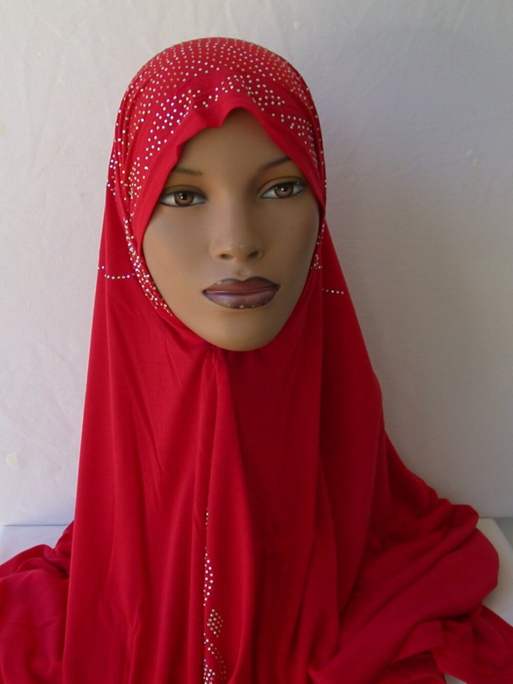 Women's Palestine Red Rhinestone Fashion Jersey Scarf 28 x 70 Headwrap Hijab